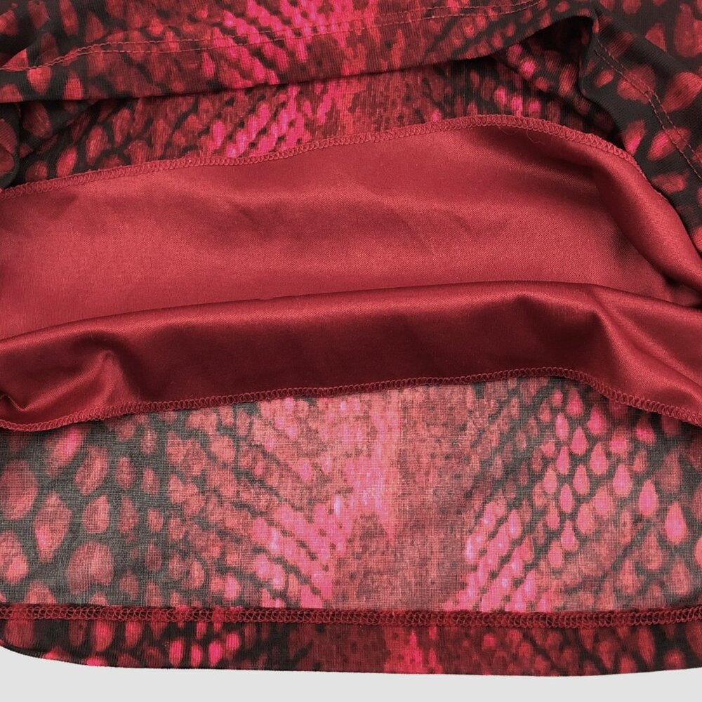 Express World Brand Midi Skirt with Red and Black Reptile Print Size S - Picture 7 of 12